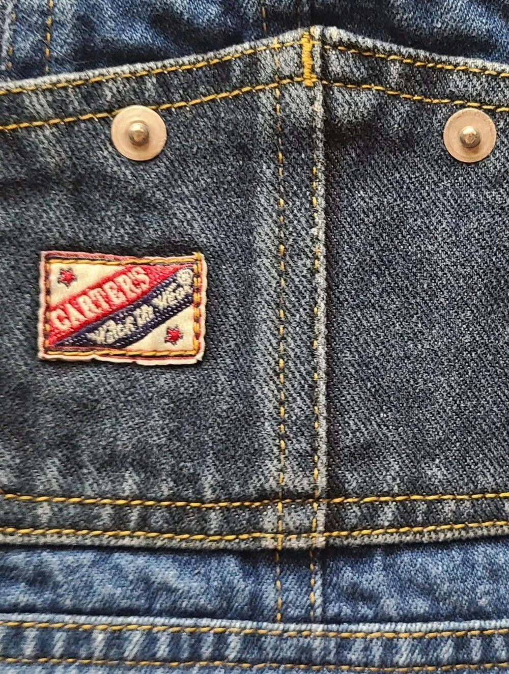 *Vintage* 90s Carter's Watch The Wear Denim Jean Bibs Boys Size 4T